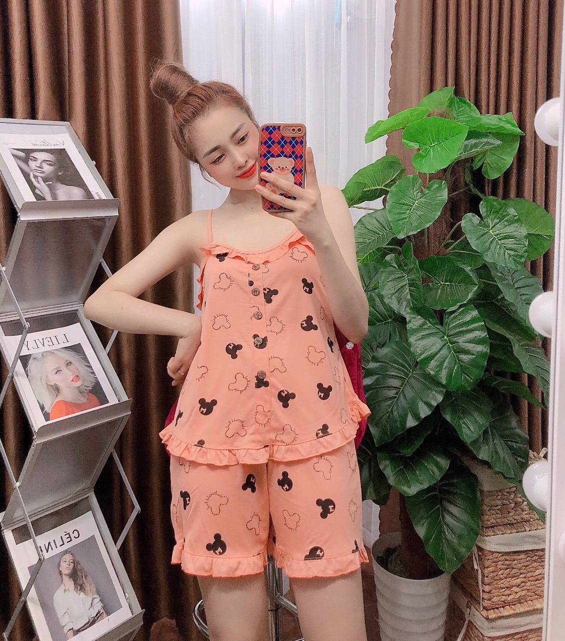 Set đồ đùi nữ 2 dây mặc nhà