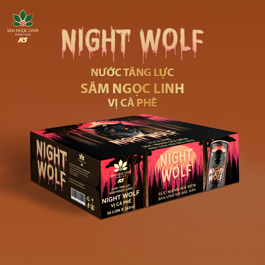 Nước Tăng Lực Night Wolf Vị Cà Phê Thùng 24 Lon 245ML/Lon