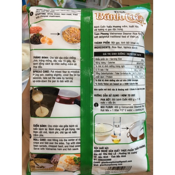 Bột bánh cuốn mềm dẻo thơm gói 400g