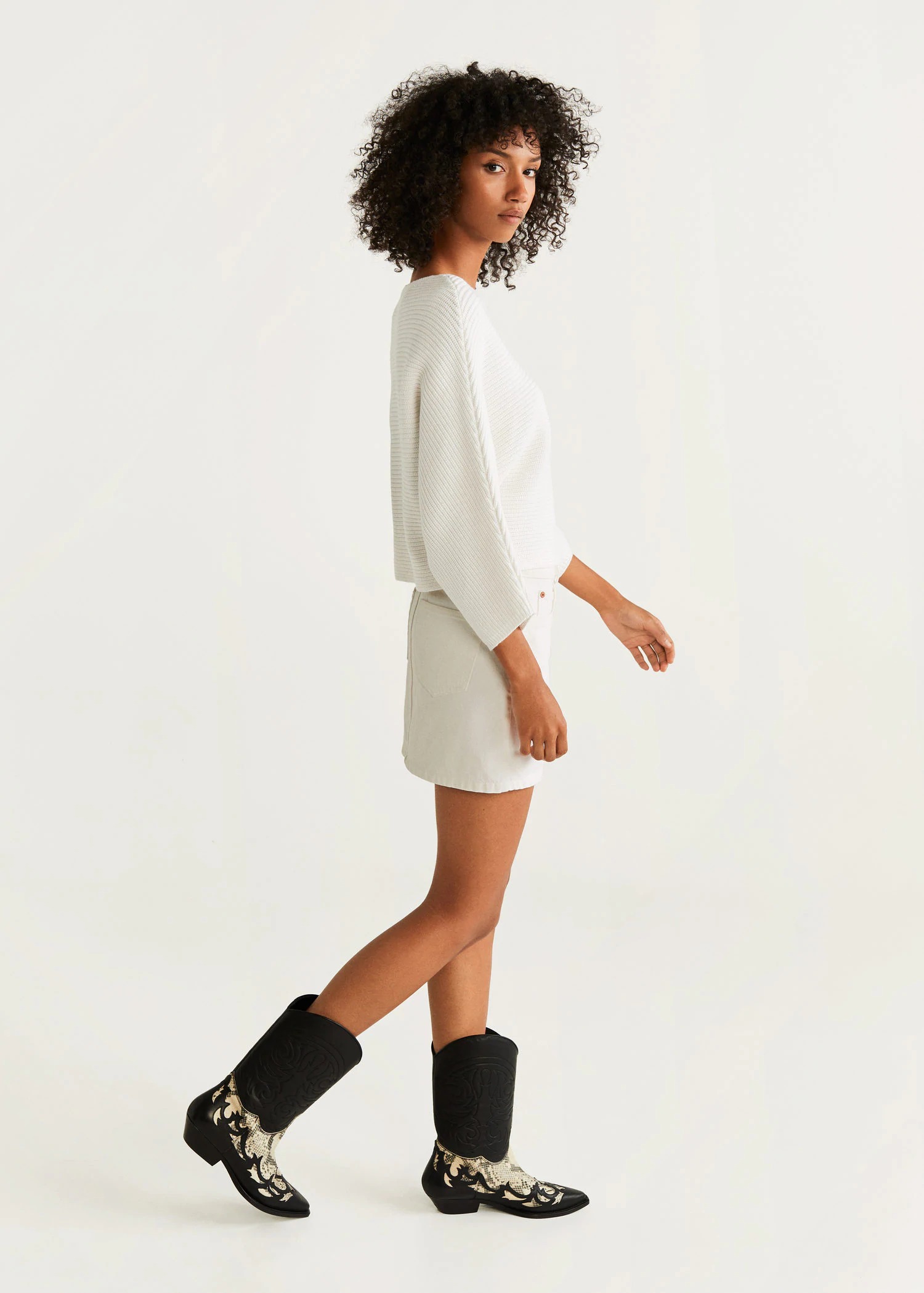 Áo Nỉ Nữ Mango Dolman Sleeve Sweater Ecru
