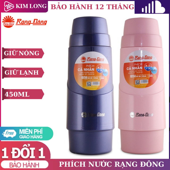 Phích Nước giữ nhiệt Mini Rạng Đông 450ml [Giữ Nóng 12 Giờ,lạnh 24 giờ]