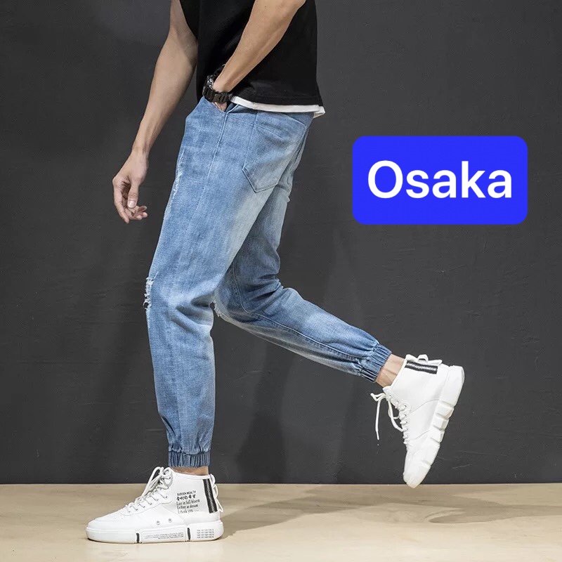 QUẦN BAGGY JEAN NAM CHẤT BÒ XANH BIỂN TÚM GẤU SÀNH ĐIỆU NHẬT BẢN OK-29 - OSAKA FASHION