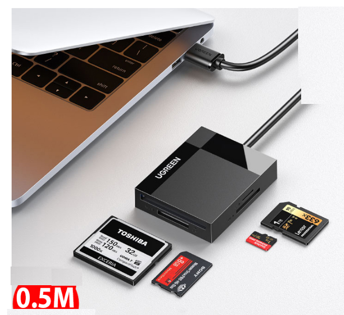 Đầu đọc thẻ SD/TF/CF/MS USB 3.0 Ugreen 30333 (Dài 0.5M) Chính Hãng