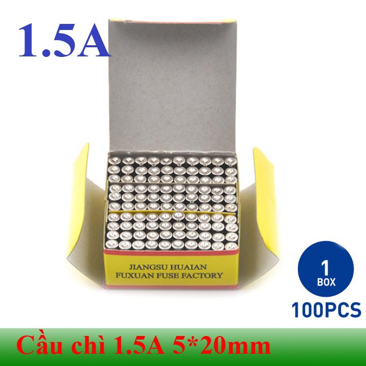 [Hộp 100 chiếc] Cầu chì ống thủy tinh 1.5A cỡ 5*20mm