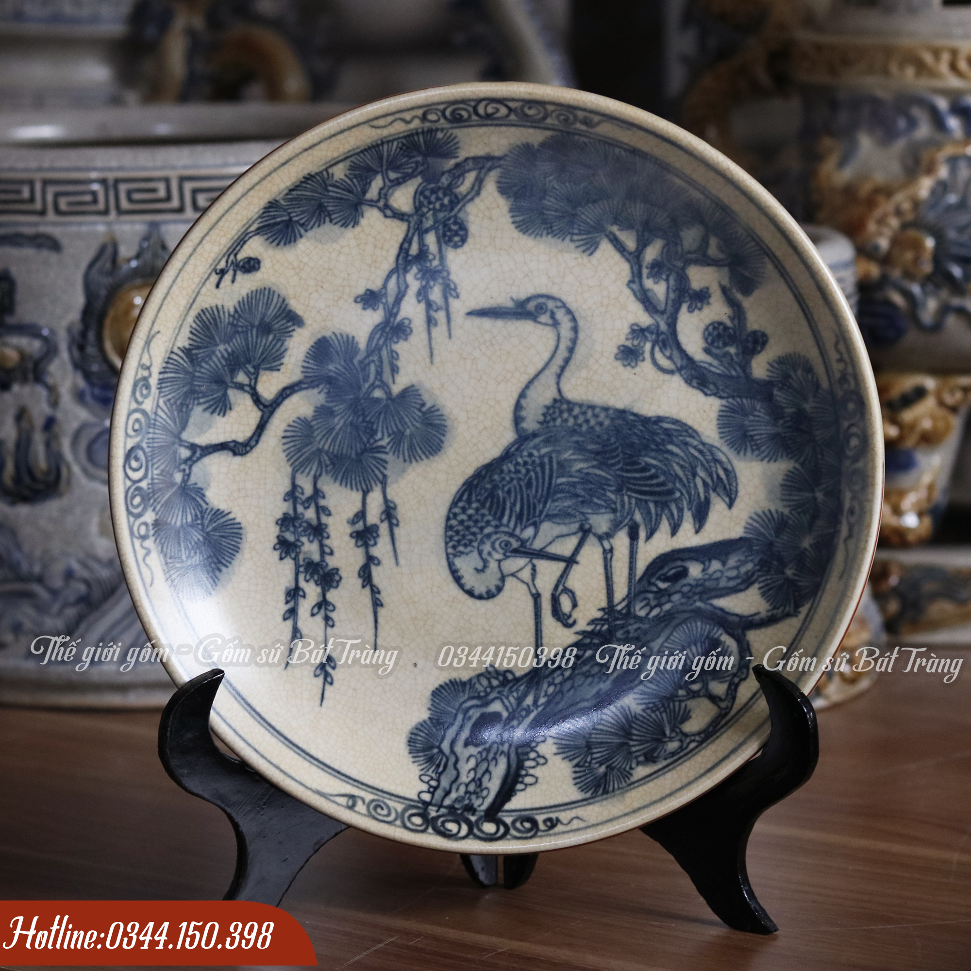 Đĩa Cảnh Men Rạn Bát Tràng Cao Cấp Φ 30cm