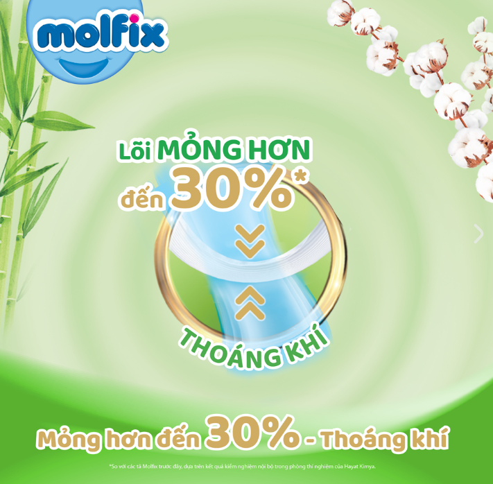 combo 3 gói Tã dán Molfix size S 30+4 miếng (tổng 102 miếng)
