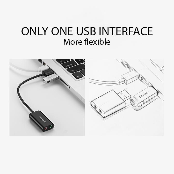 Cáp Chuyển USB ra Headphone và Microphone Jack 3.5mm UGREEN 30724