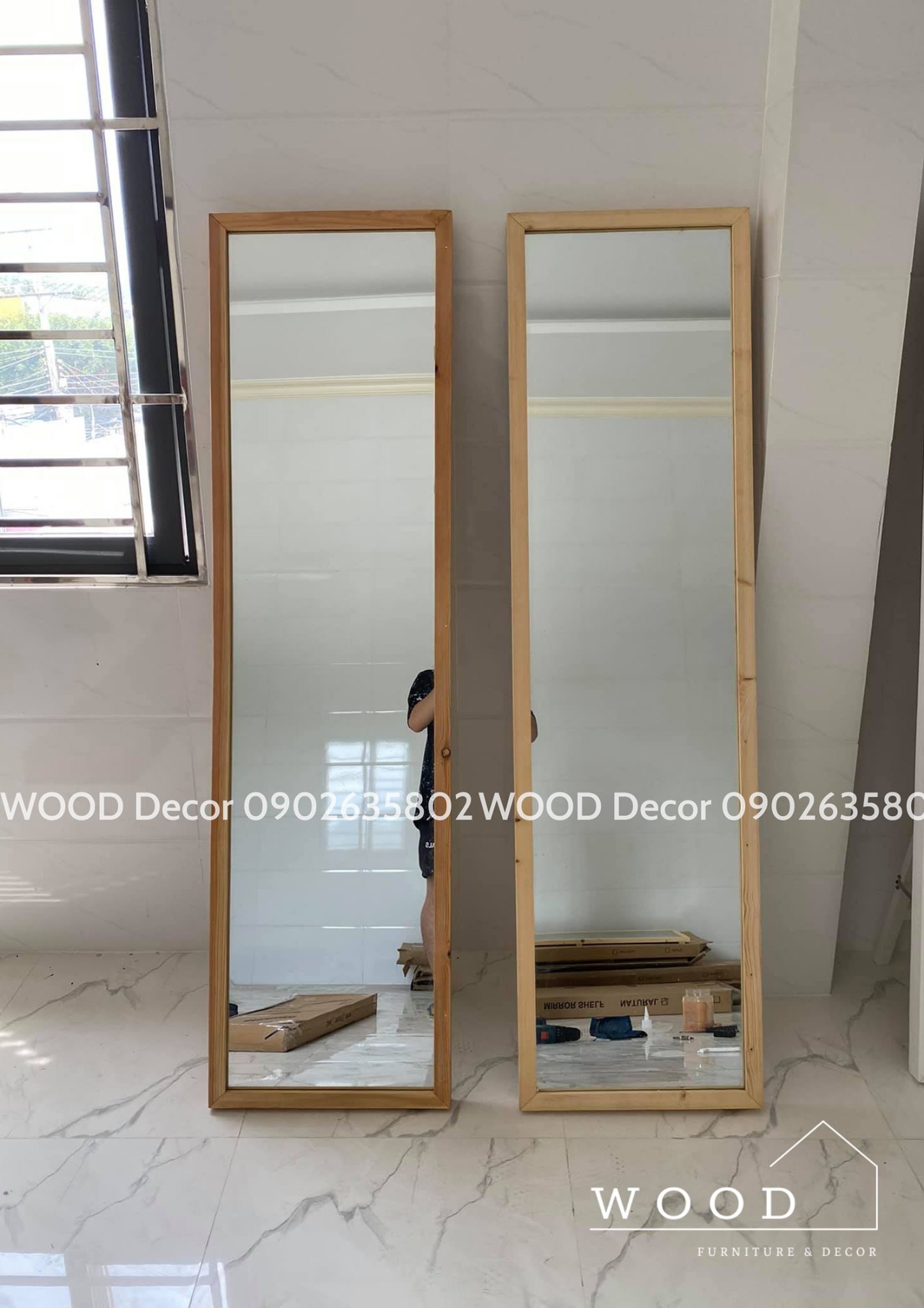 Wooden Standing Mirror