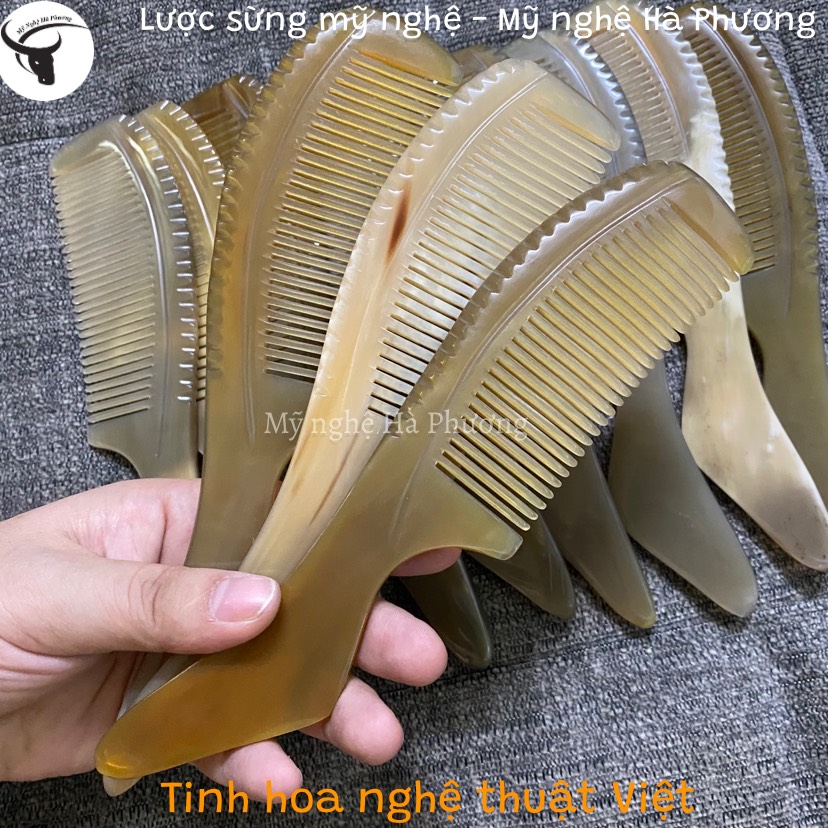 Lược sừng chuôi vát, chải tóc ngăn ngừa rụng tóc (size: L-20cm)