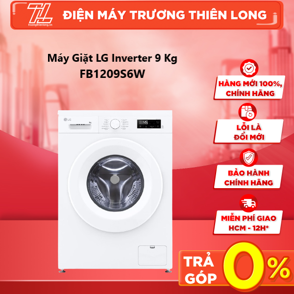 Máy giặt lg inverter 9 kg fb1209s6w - - tính năng vệ sinh lồng giặt tub clean - giao toàn quốc - ngoài hcm tính phí