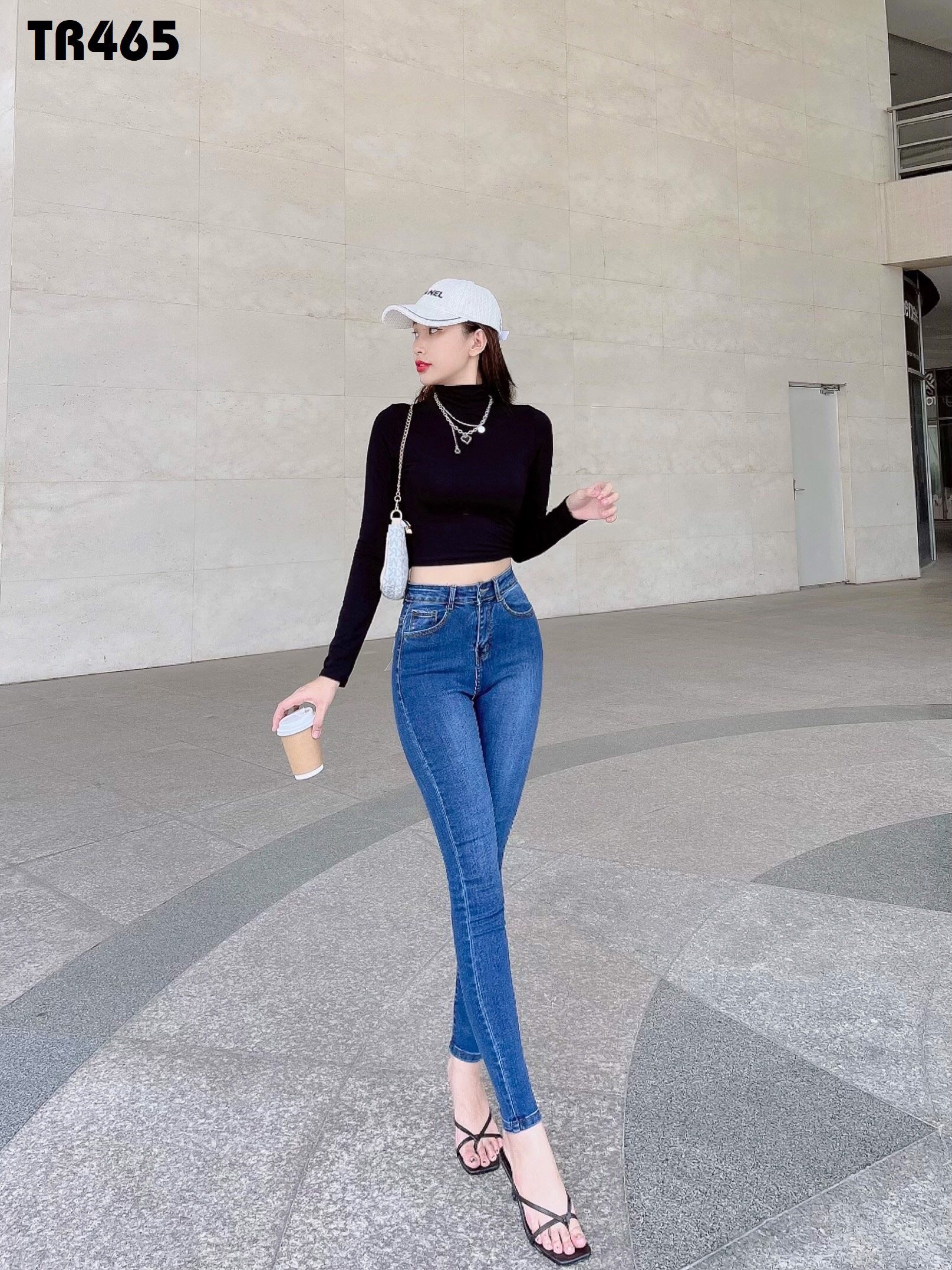 Quần Jeans Nữ Lưng Cao Vải Jeans Co Giãn