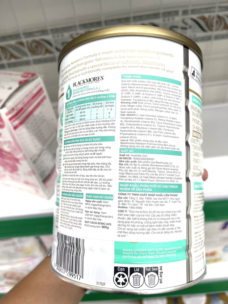Sữa Bột BLACKMORES Nội Địa Úc số 1 - 900gr