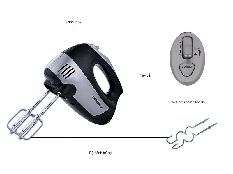 Máy đánh trứng Tiross TS5400 (Đen xám)