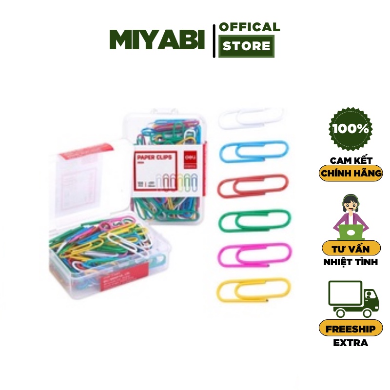Ghim vòng màu deli -ghim cài #3 - 29mm - đóng gói 100 cái- 1hộp-e0024 dùng để kẹp tài liệu trong văn phòng
