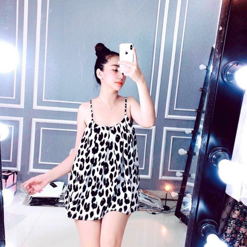 Bộ ngủ hai dây mềm mát, lụa 100d