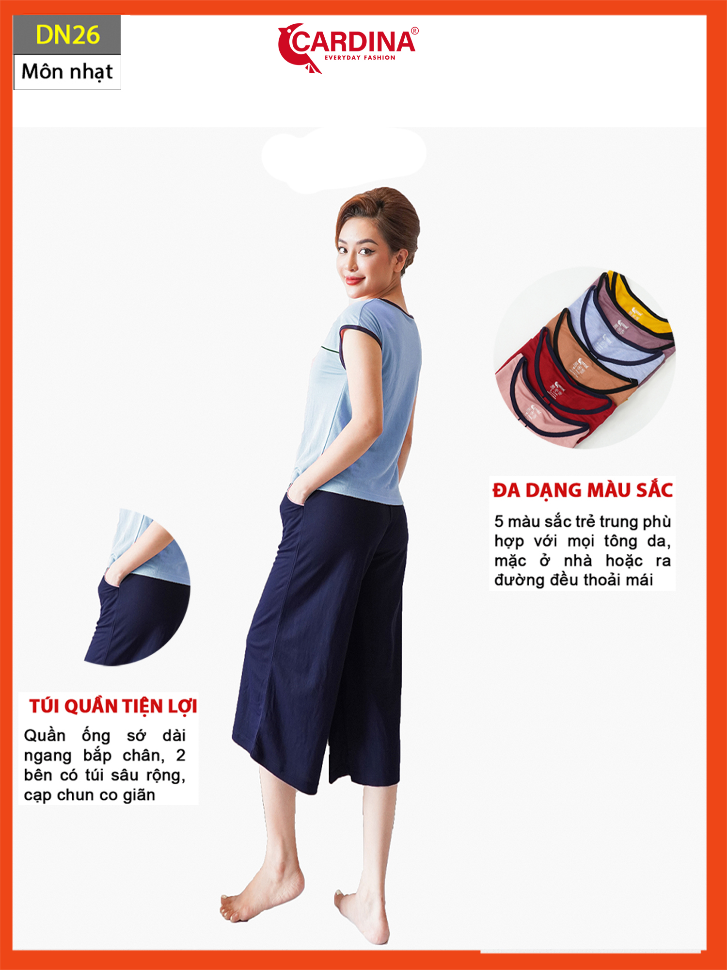 Đồ Bộ Nữ 𝐂𝐀𝐑𝐃𝐈𝐍𝐀 Chất Cotton Nhật Cao Cấp Quần Ông Sớ Áo Cộc Tay Thoáng Mát DN2