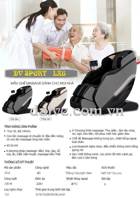 Ghế massage dv sport – lv6. công nghệ nhật bản cao cấp