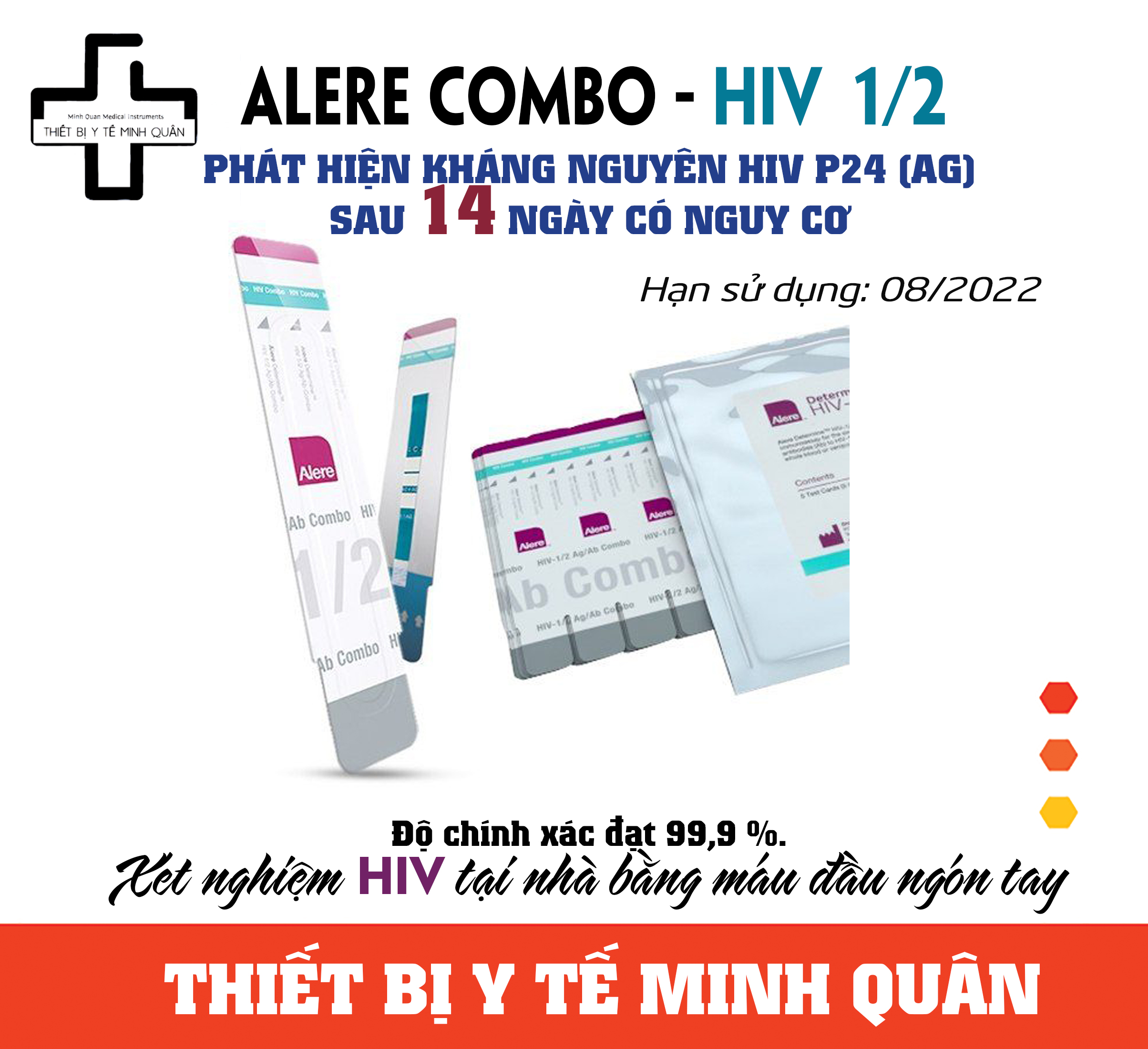 Test xét nghiệm HIV Combo Alere  phát hiện HIV sau 14 ngày có nguy cơ