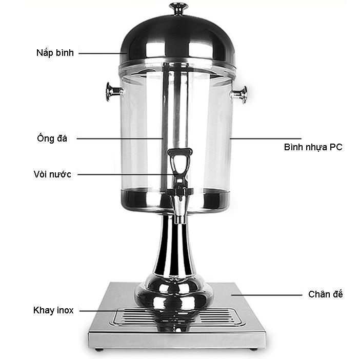 [HCM]Bình Đựng Nước Ép Trái Cây Inox 8L
