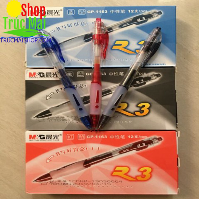 Bút bi gel bấm M&G 1163( hộp 12 chiếc)