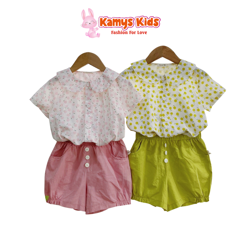 Nơi bán Set Áo Cộc Tay Thô Quần Đùi Điệu Đà Kamys Kids Cho Bé Gái Từ 9-23Kg