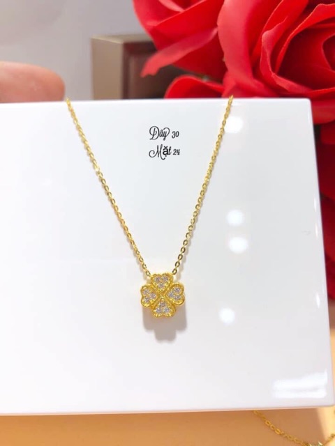 Dây chuyền cỏ 4 lá vàng tây may mắn