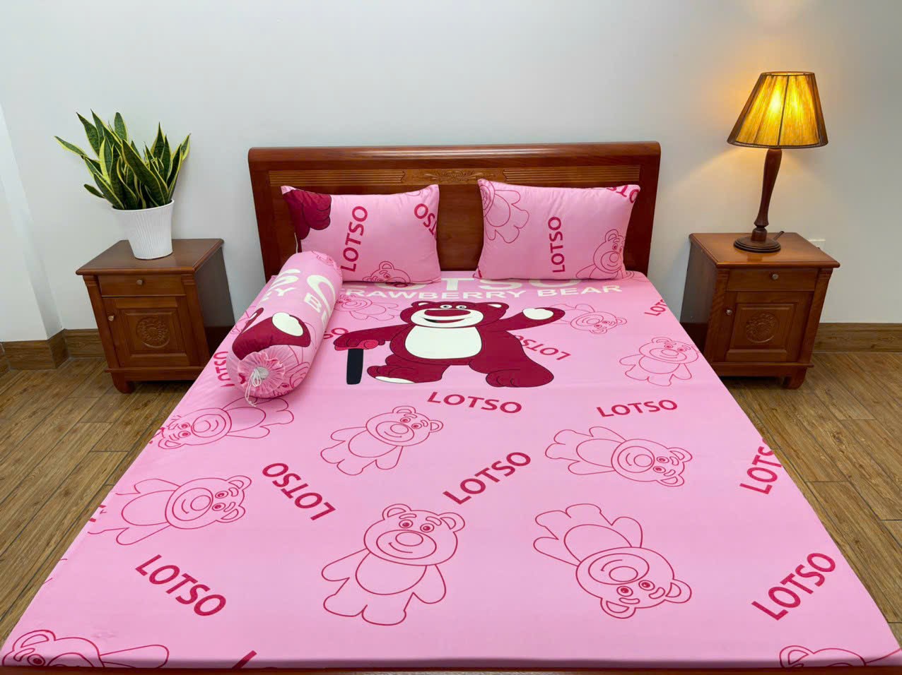 Bộ ga giường, Drap nệm Thun Lạnh Hàn Quốc 4 món họa tiết Hoạt hình
