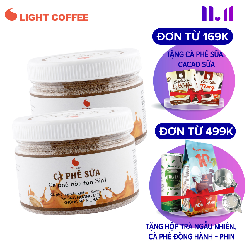 Combo 2 hũ cà phê sữa 3in1 Light coffee - 230gr/hũ