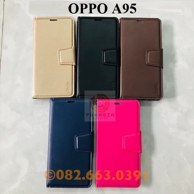 Bao da Oppo A95 nắp gập, chống đỡ xem phim, chất da sang trọng