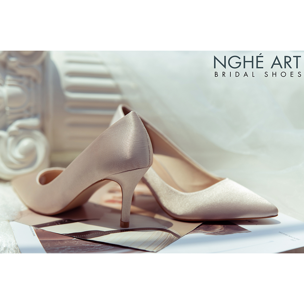 Giày cưới Nghé Art satin trơn 305