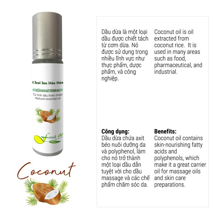 [HCM]Chai lăn tinh dầu dừa 10ml