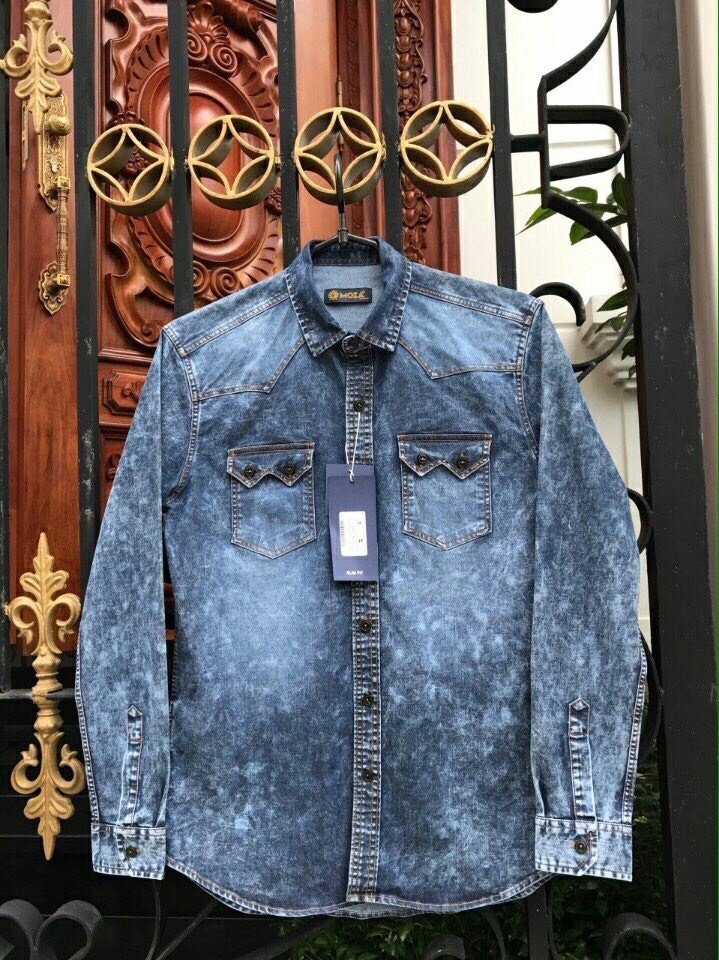 ÁO SƠ MI JEAN GIẤY DÀNH CHO NAM DÀI TAY