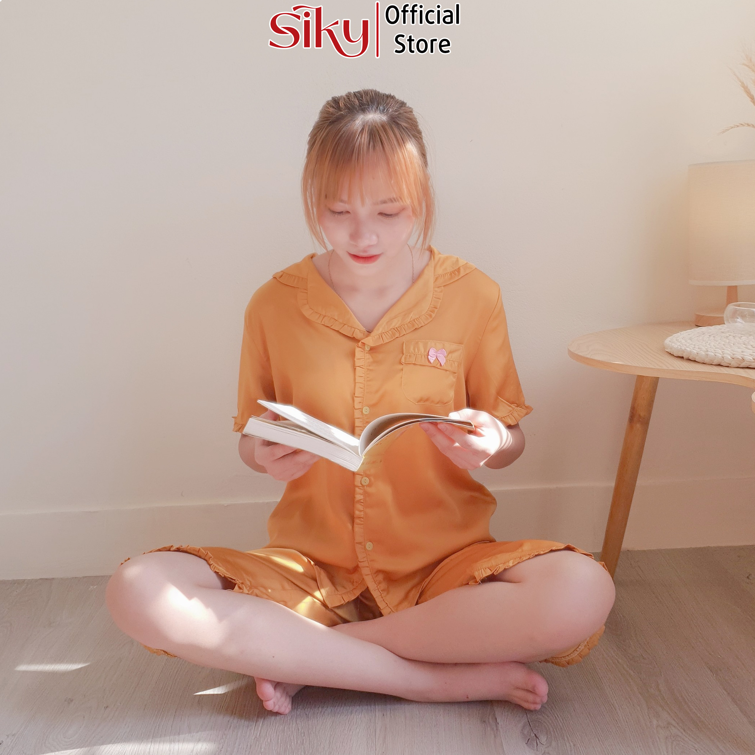 Bộ pijama nữ lửng SIKY chất lụa satin - BN07