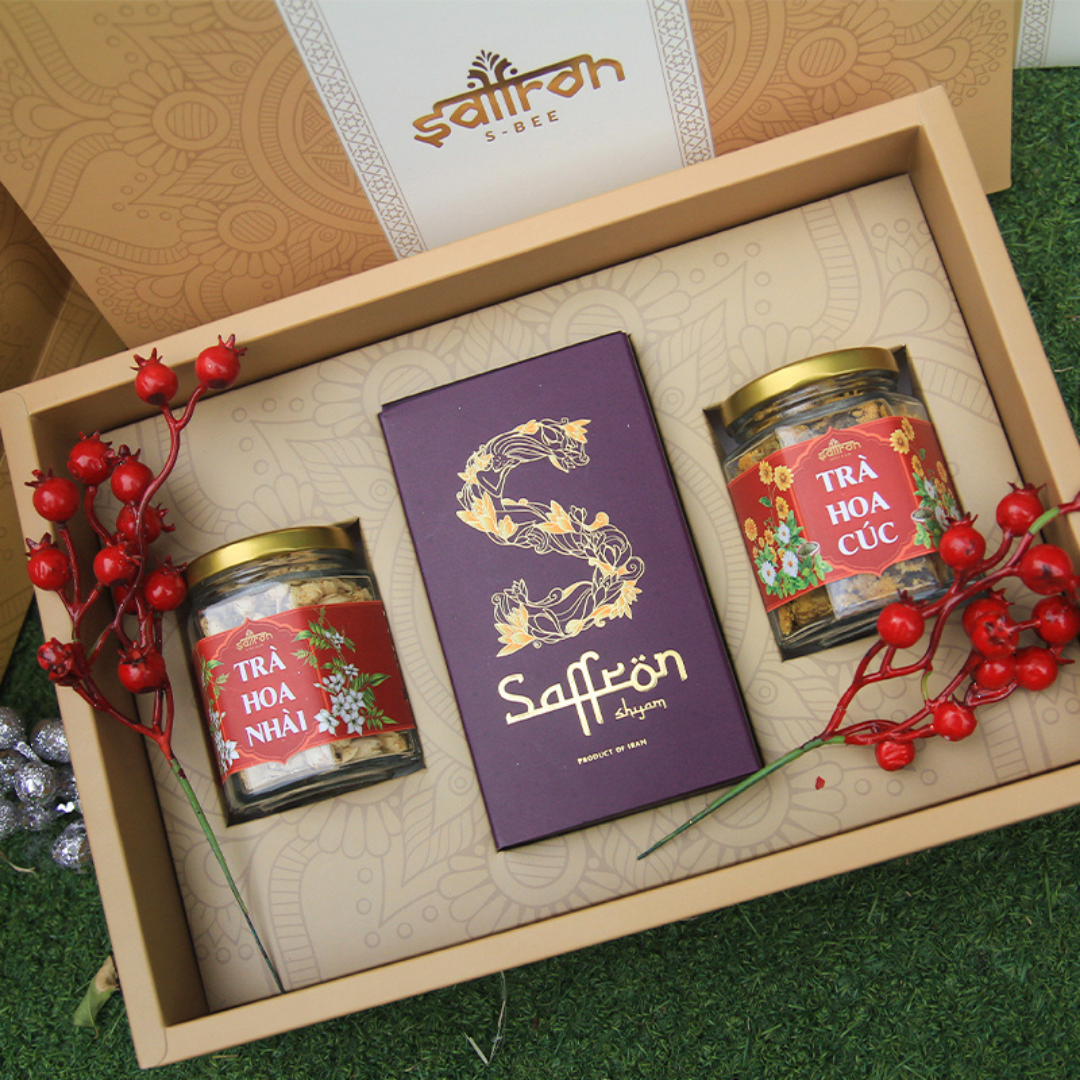 Set Saffron Shyam - Đông trùng hạ thảo - Trà hoa - Mật ong Saffron