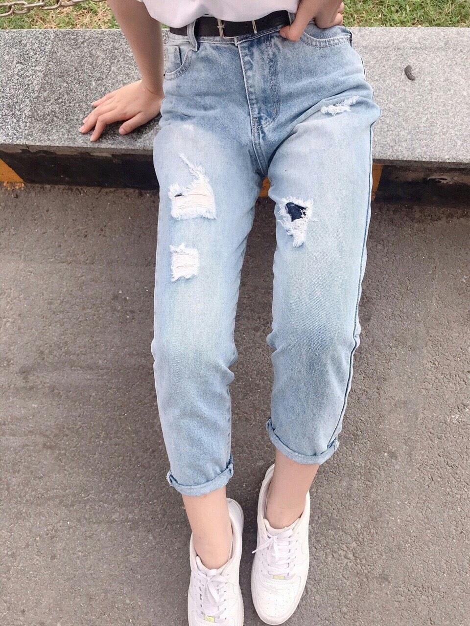 quần jean nữ dáng baggy ms1 10 ( ĐẮP 1 MIẾNG ĐEN )