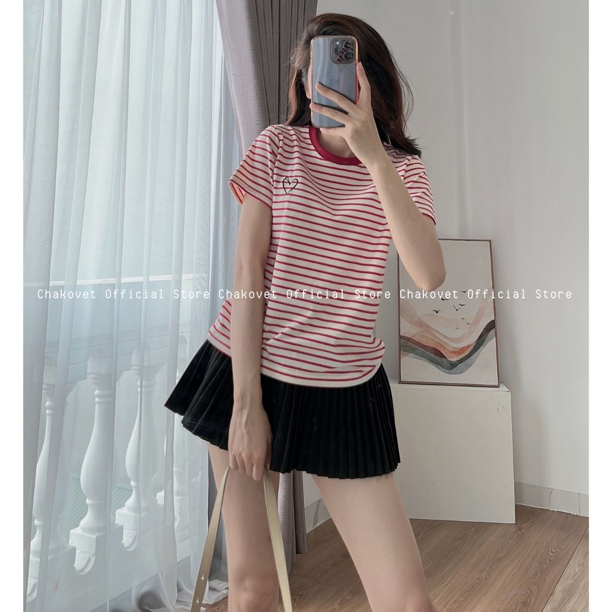 Áo thun nữ coton kẻ Chakovet - A8922