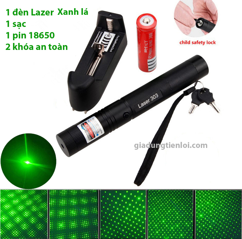 Đèn laser 303 (kèm hộp + pin + sạc)