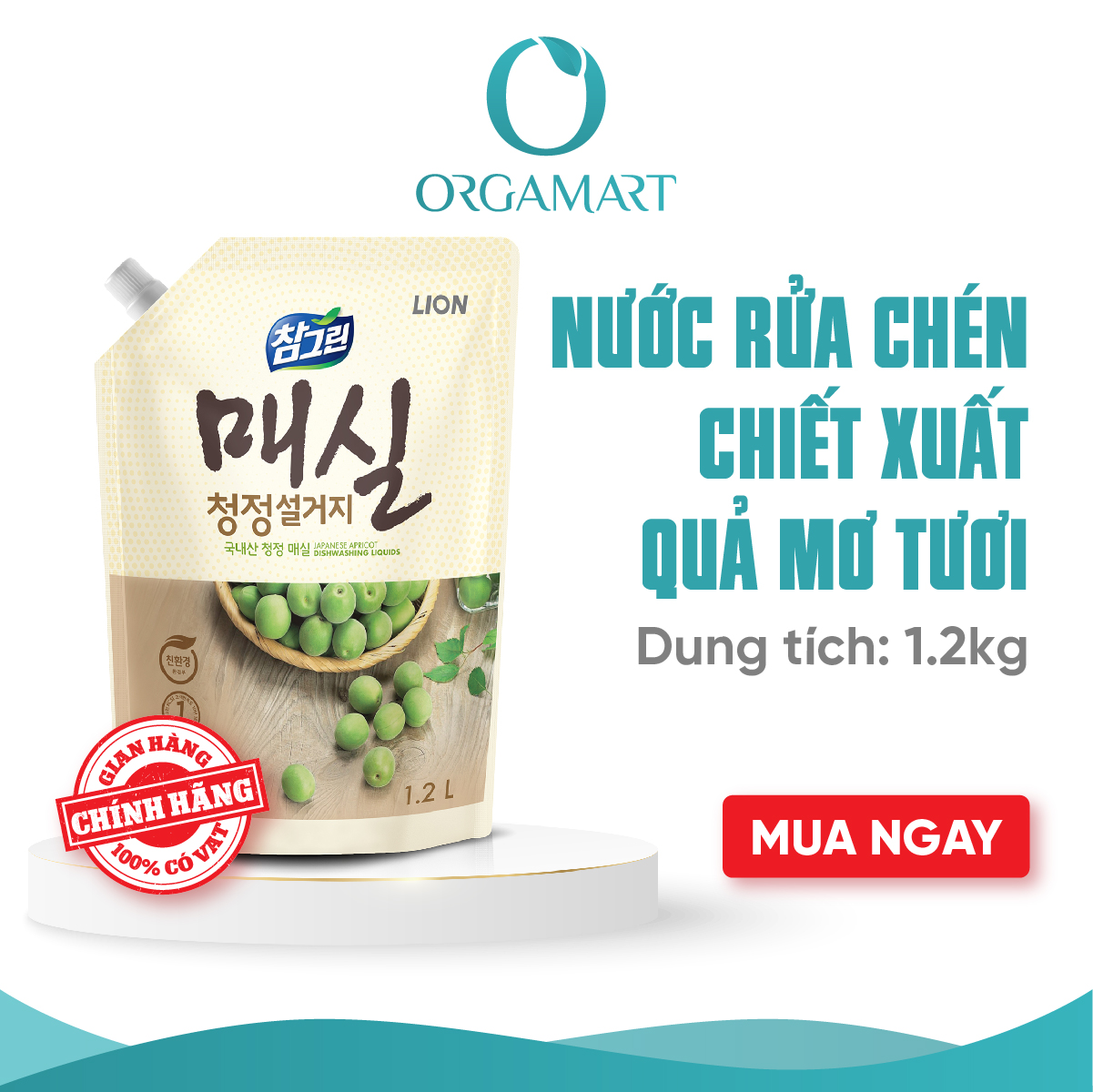 Nước Rửa Chén Chiết Xuất Quả Mơ Hàn Quốc (500g-1kg/chai/ 1,2L/túi)