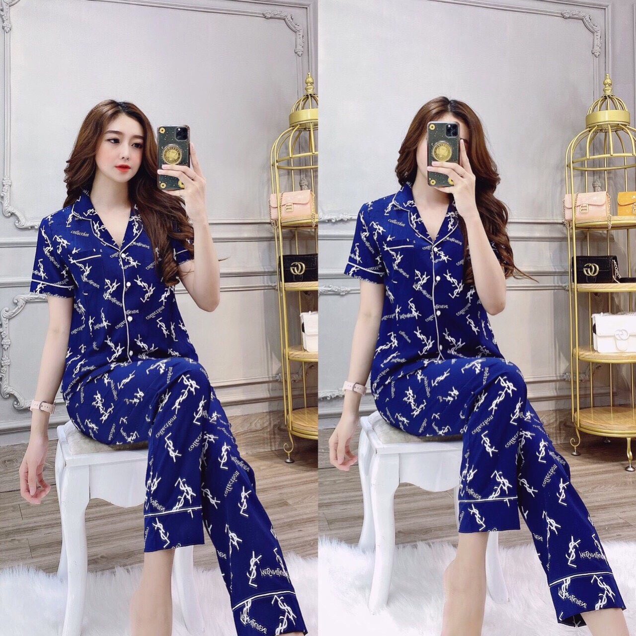 Bộ lụa pijama mặc nhà bao đẹp bao mát