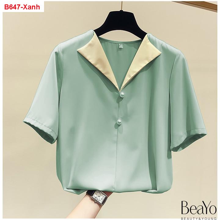 [HCM]B647-ÁO SƠ MI CỔ LẬT PHỐI MÀU