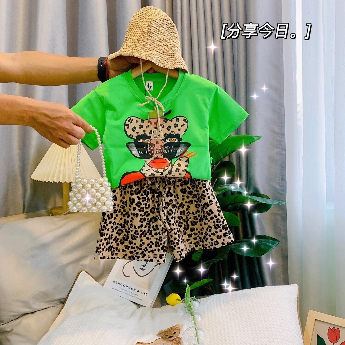 (Size 9-28Kg) Set áo thun hình cún yêu phối quần đùi ngắn