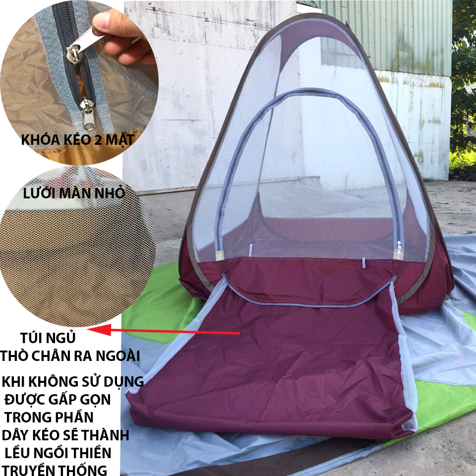 Mùng/lều thiền tự bung cao cấp kèm túi ngủ