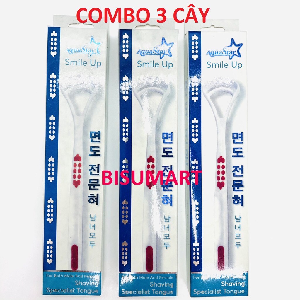 Combo 4 Cây Cạo lưỡi AquaStar dụng cụ vệ sinh miệng Công nghệ Hàn Quốc