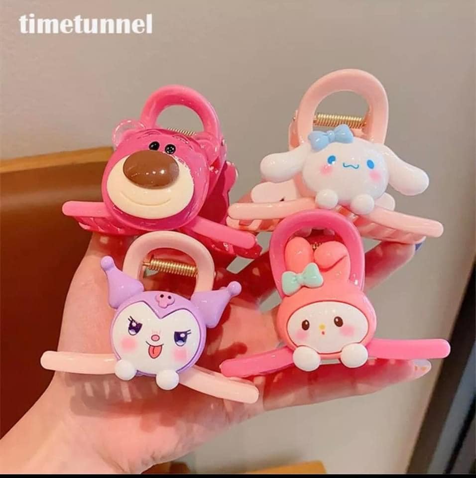 Set 4 kẹp tóc càng cua hình hoạt hình,kẹp càng cua cho bé hình gấu dâu cute