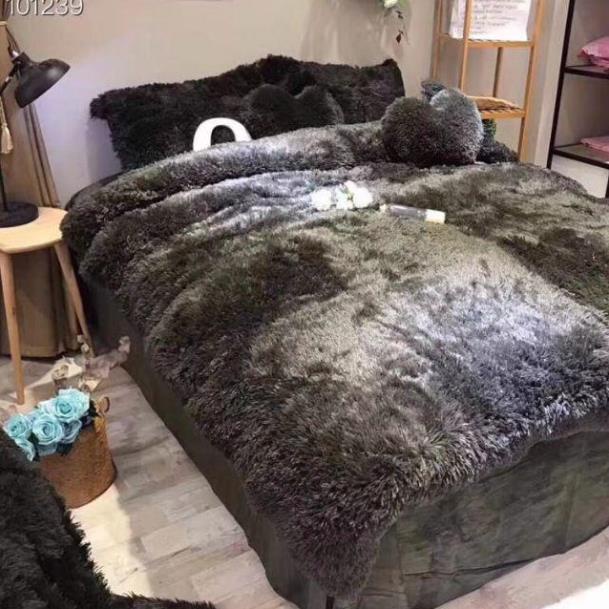 Bộ chăn ga nỉ lông tim 5 món