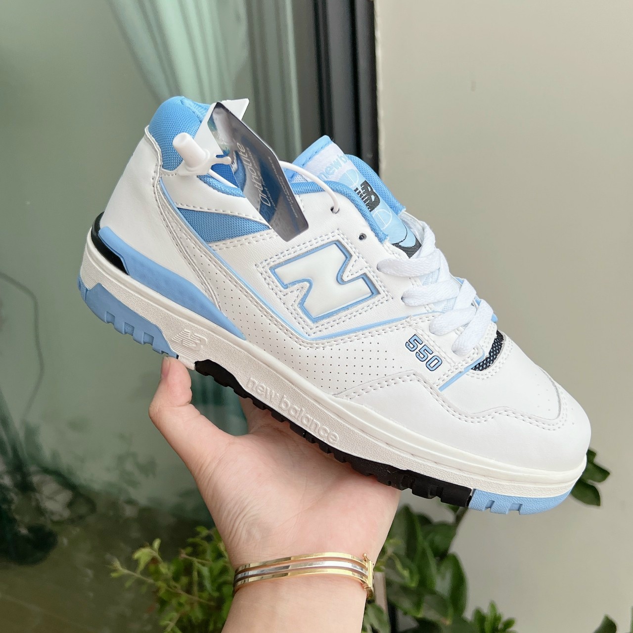 Giày New Balance 550 "UNC White University Blue", giày thể thao