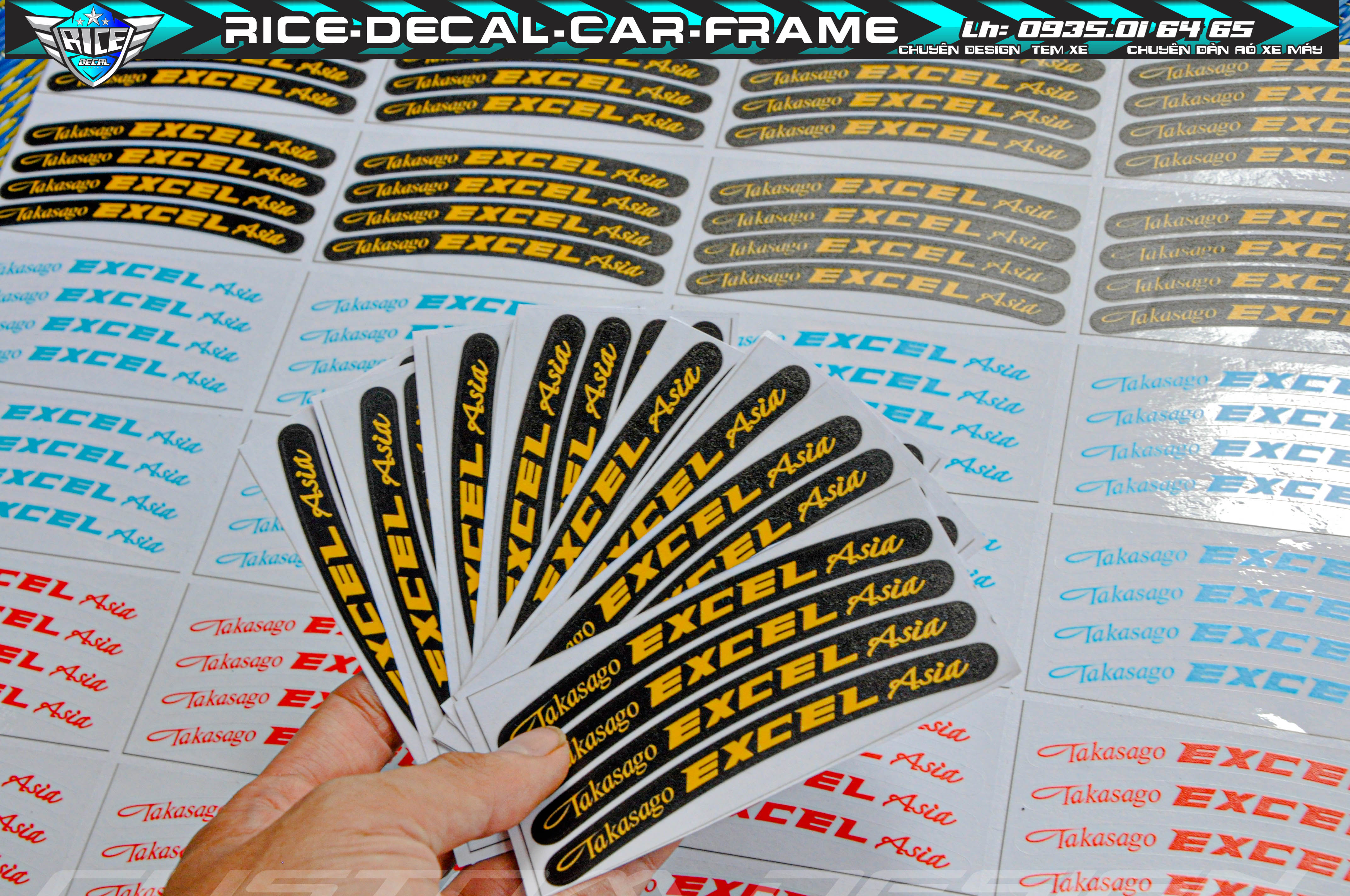 Tem niềng Excel Chuẩn chất lượng 1bộ 4 miếng dán ( In Uv Chất liệu Xịn )
