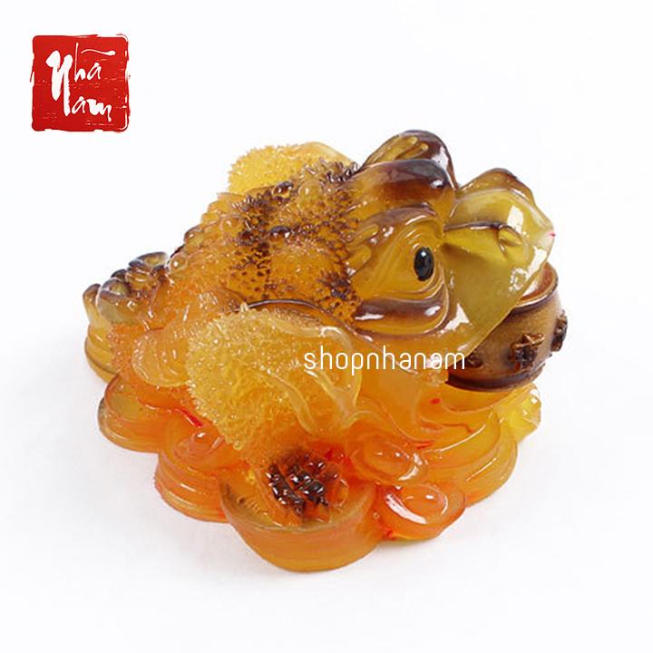 Cóc ngậm tiền tài lộc thiềm thừ đồ chơi bàn trà phụ kiện bàn trà trà đạo phong thủy trang trí để bàn bàn trà đổi màu