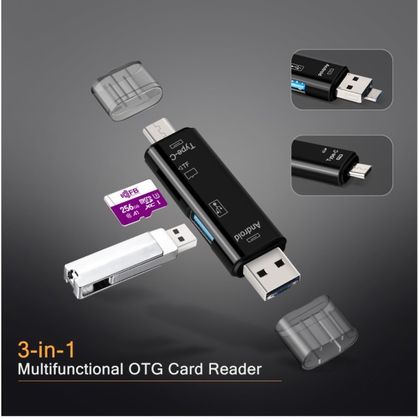 Bảng giá [HCM]Đầu Đọc Thẻ OTG 3in1 ( Type C / Micro USB / TF ) Phong Vũ