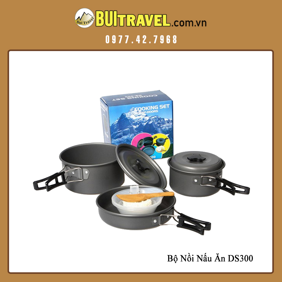 Bộ nồi dã ngoại cho 2-3 người người, bộ nồi du lịch gấp gọn DS300